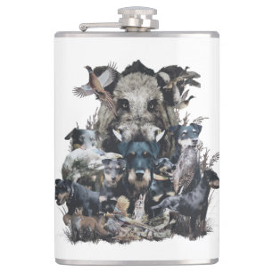 Deutscher Jagdterrier Square Wall Clock Coffee Mu Hip Flask