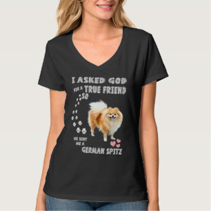 Deutscher Spitz Mum Fluffy Dog Dad Print Cute Germ T-Shirt