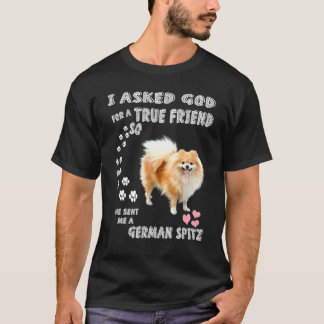 Deutscher Spitz Mum Fluffy Dog Dad Print Cute Germ T-Shirt