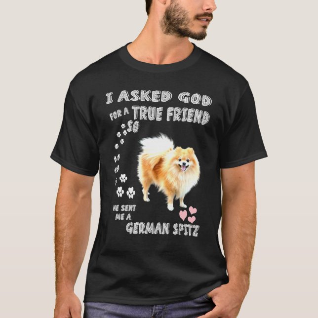 Deutscher Spitz Mum Fluffy Dog Dad Print German Sp T-Shirt (Front)
