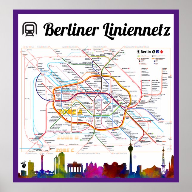 " Deutschland: 2021- Liniennetz Berlin (U/S/TRAM) Poster (Front)