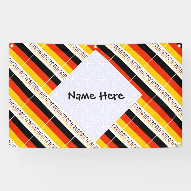 Deutschland and German Flag Tiled Personalised  Banner (Horizontal)
