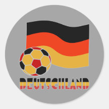 Deutschland Flag and Soccer Ball Grey Border