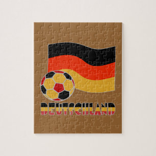 Deutschland Flag and Soccer Ball Grey Border Jigsaw Puzzle