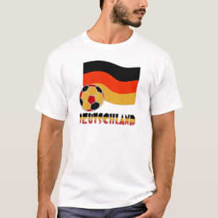Deutschland Flag and Soccer Ball Grey Border T-Shirt