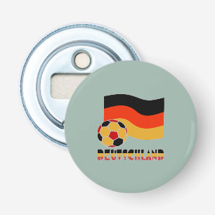 Deutschland Flag with Soccer Ball Grey Border Bottle Opener