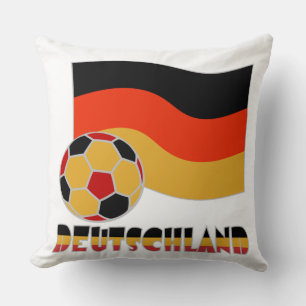 Deutschland Flag with Soccer Ball Grey Border Cushion