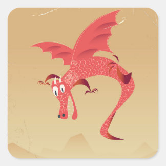 Deutschland flying dragon vintage poster square sticker