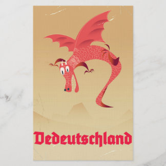 Deutschland flying dragon vintage poster stationery