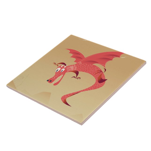 Deutschland flying dragon vintage poster tile (Side)