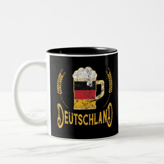Deutschland German Flag Beer Lover Oktoberfest Two-Tone Coffee Mug (Left)