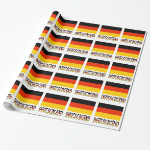 Deutschland German Flag Tiled Black Personalised Wrapping Paper