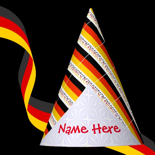 Deutschland German Flag Tiled Personalisation Name Party Hat (Creator Uploaded)