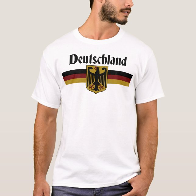 DEUTSCHLAND Germany Flag Coat of Arms Eagle Banner T-Shirt (Front)