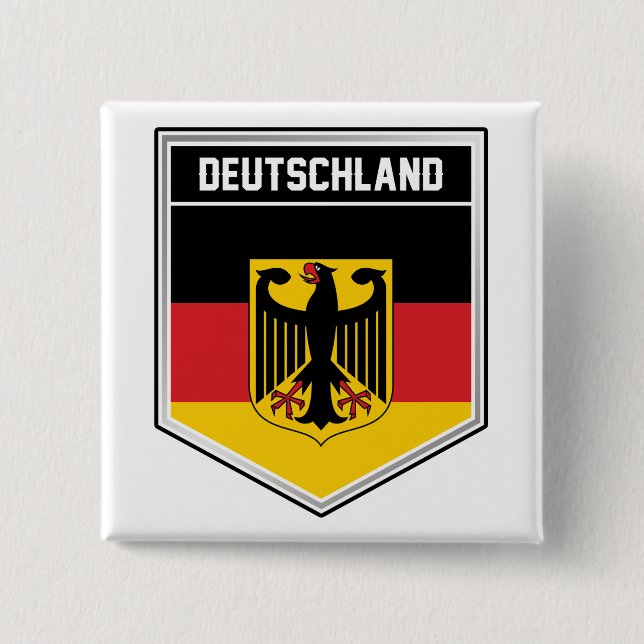 Deutschland/Germany Flag Shield 15 Cm Square Badge (Front)
