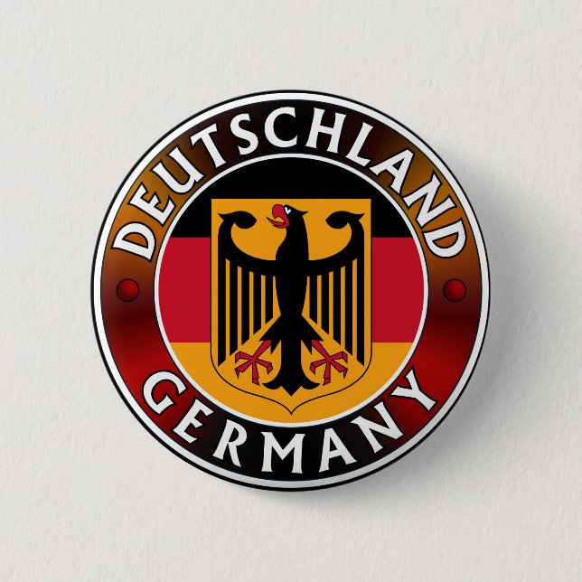 Deutschland Germany Plaque, German Flag and Eagle  6 Cm Round Badge (Front)