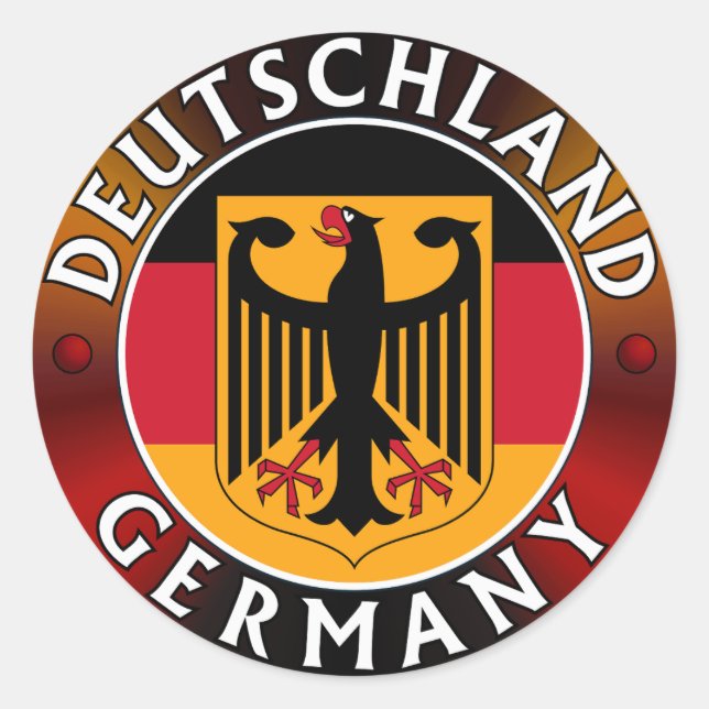 Deutschland Germany Plaque, German Flag and Eagle  Classic Round Sticker (Front)