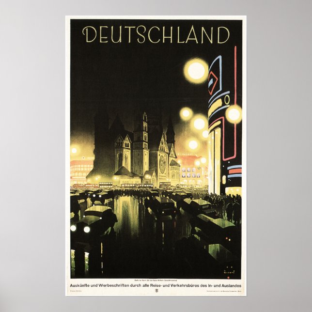 DEUTSCHLAND GERMANY Vintage European Travel Poster (Front)