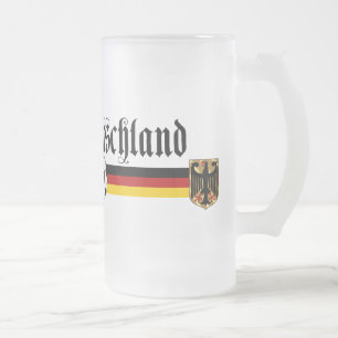 Deutschland large fussball logo frosted glass beer mug