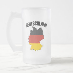 Deutschland Map - German Flag - Germany Travel Frosted Glass Beer Mug