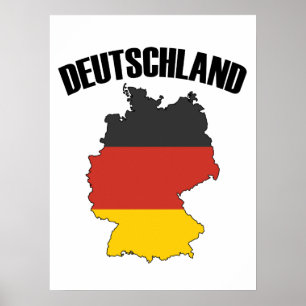 Deutschland Map - German Flag - Germany Travel Poster