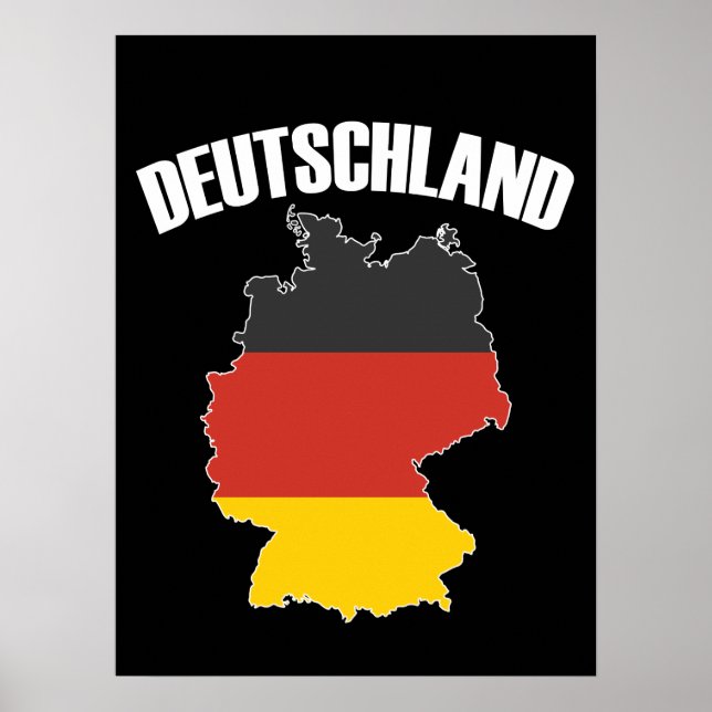 Deutschland Map - German Flag - Germany Travel Poster (Front)