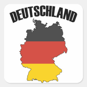 Deutschland Map - German Flag - Germany Travel Square Sticker
