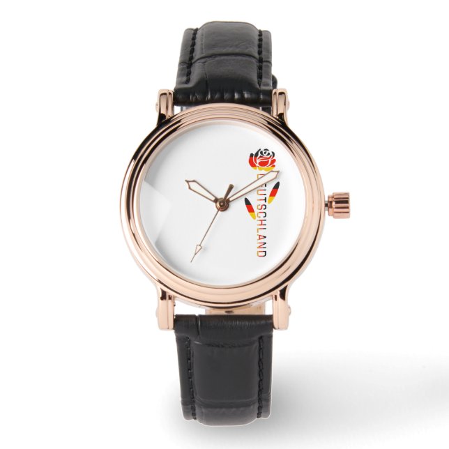 Deutschland Rose German Flag  Watch (Front)