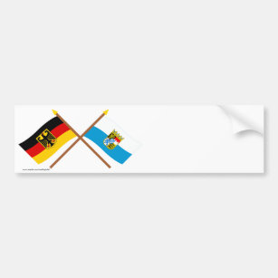 Deutschland und Bayern Flaggen, gekreuzt Bumper Sticker