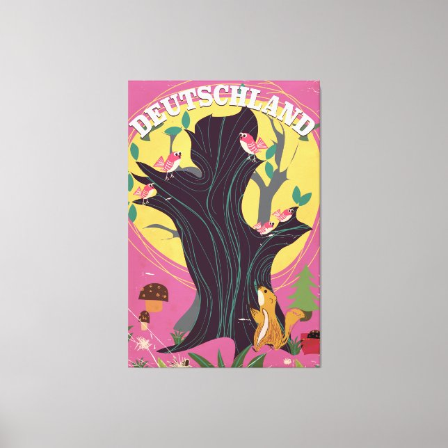 Deutschland vintage cartoon landscape poster canvas print (Front)