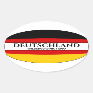 Deutschland Wiedervereinigt 1990 German Flag Oval Sticker