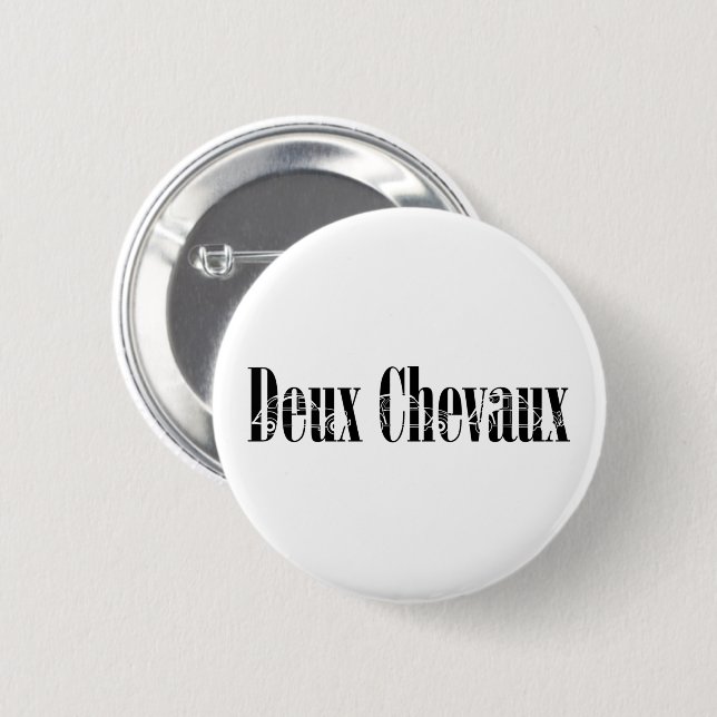 Deux Chevaux 2CV Minimalistic Silhoutte Typography 6 Cm Round Badge (Front & Back)