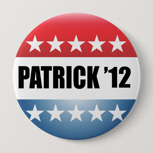 DEVAL PATRICK 10 CM ROUND BADGE (Front)