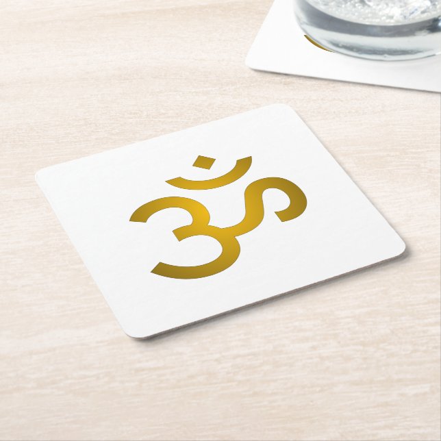 Devanagari om - White Square Paper Coaster (Angled)