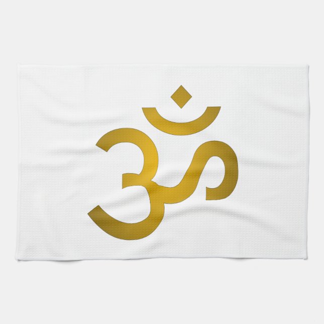 Devanagari om - White Tea Towel (Horizontal)