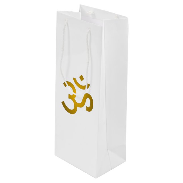 Devanagari om - White Wine Gift Bag (Front Angled)
