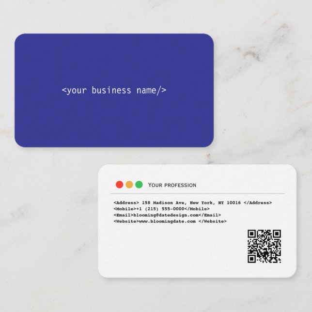 Developer Business Card with QR code (Front/Back)