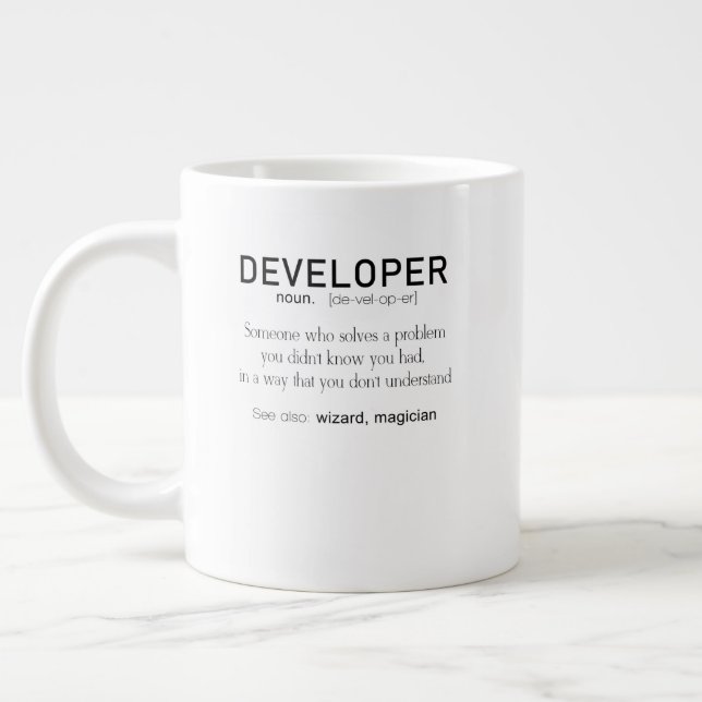 Developer Definition Coder Definition Funny Large Coffee Mug (Left)