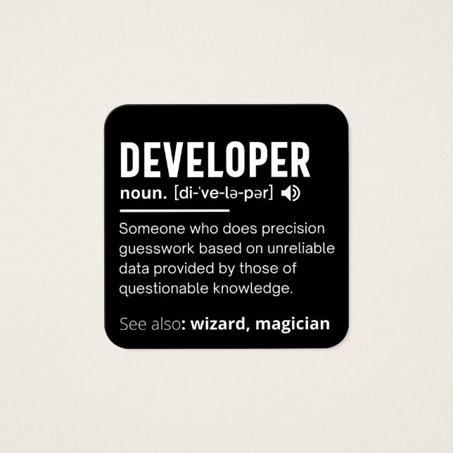 Developer Dictionary Definition Funny developers (Front)