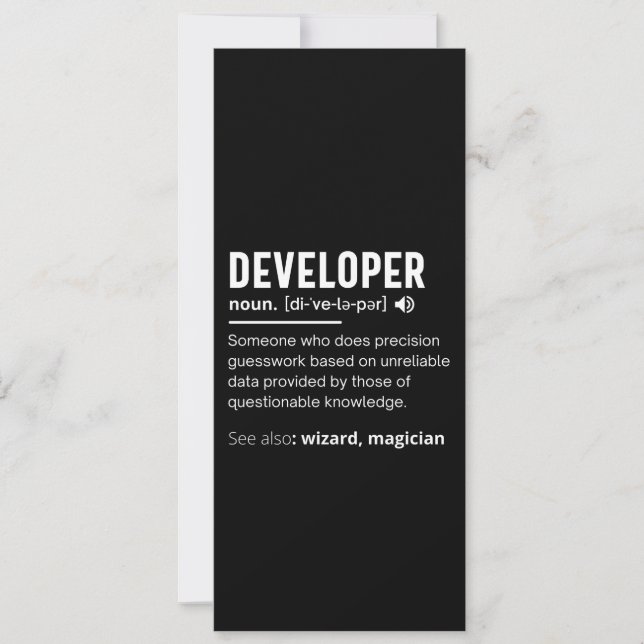 Developer Dictionary Definition Funny developers Holiday Card (Front)