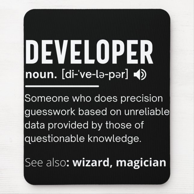 Developer Dictionary Definition Funny developers Mouse Mat (Front)