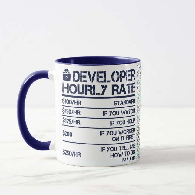 Developer Hourly Rate Code Mug (Left)