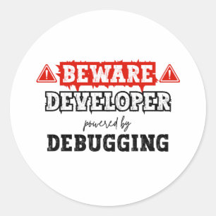 Developer Powered By Debugging Programming Classic Round Sticker