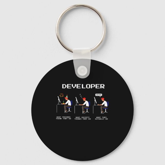 Developer Programmer Coder Computer Nerd Geek gift Key Ring (Front)