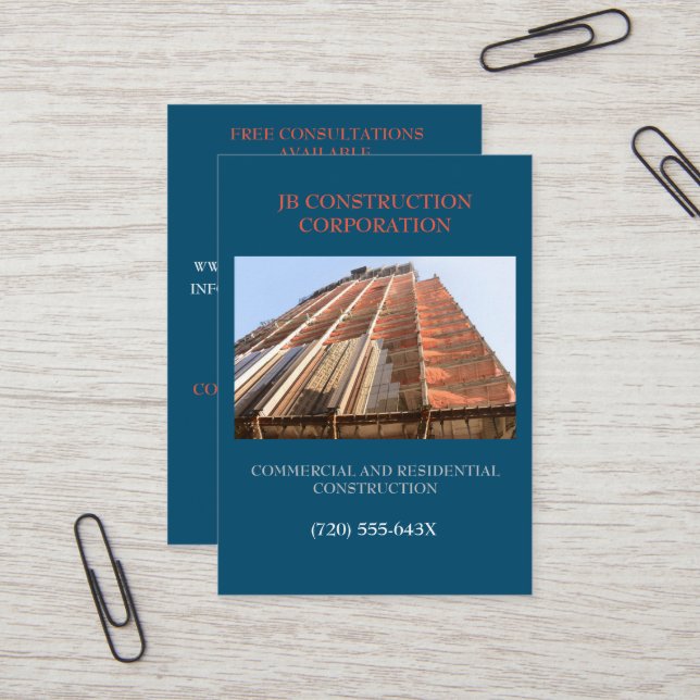 Developer Remodel Consultant Building Construction Business Card (Front/Back In Situ)