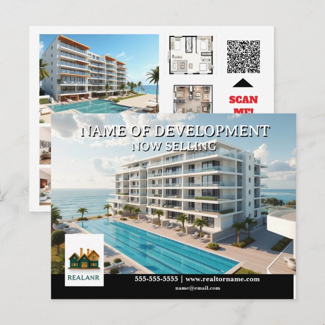 Development launch realtor real estate advertising postcard (Front/Back)
