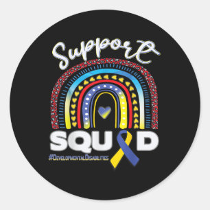 Developmental Disabilities Support Squad Blue Yell Classic Round Sticker
