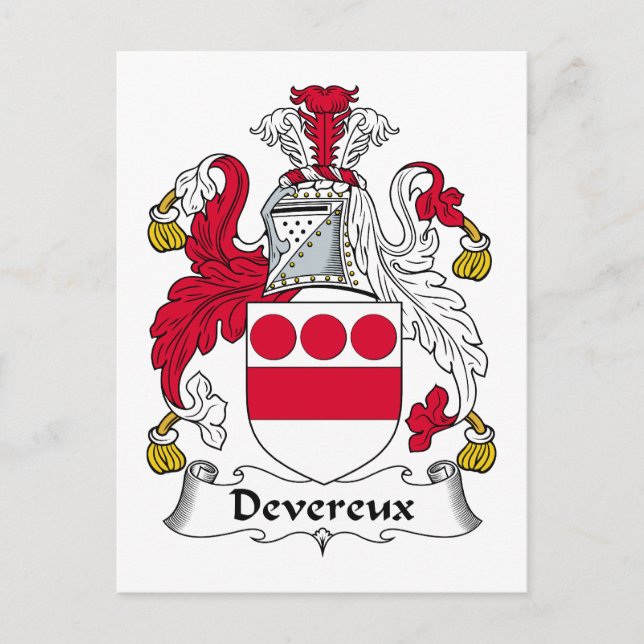 Devereux Family Crest Postcard (Front)