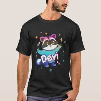 Devi - Cute Boy Name With Cool Racoon T-Shirt