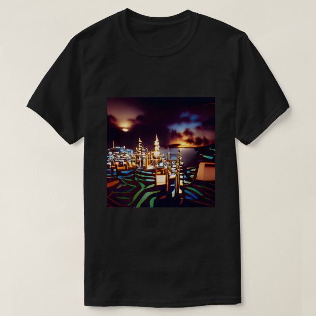Deviant Art city of lights in 1990 style of an arc T-Shirt (Design Front)